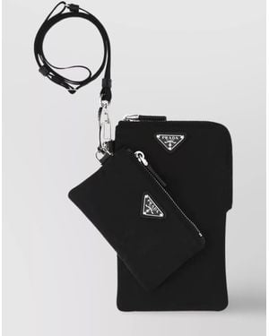 Prada Phone Case Nylon Detachable Strap - Black