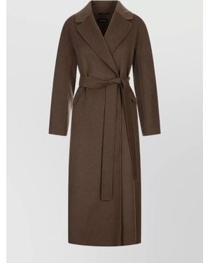 Max Mara Oversized Wool Drape Coat Belted - Brown