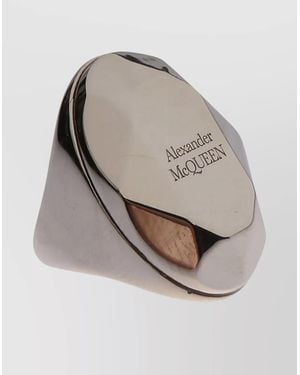 McQueen Bold Wide Band Stone Ring - Gray