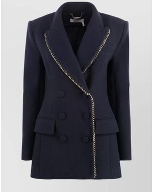 Chloé Virgin Wool Double-Breasted Blazer - Blue