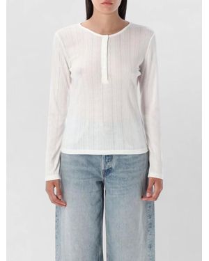 Anine Bing Pia Serafino Long Sleeve Lounge Top - White
