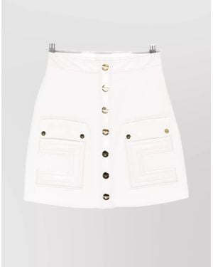 Elisabetta Franchi Midi Skirt With Button Pockets And Quilted Design - White