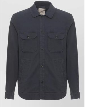 Woolrich Cotton Linen Long-Sleeve Shirt Jacket - Blue