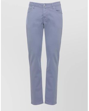 Jacob Cohen Straight Leg Cotton Trousers Five Pocket Design - Blue