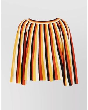 Chloé Striped Wool Boat Neck Blouse - Orange