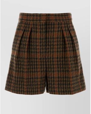 Max Mara Embroidered Wool-Blend Tailored Shorts - Green