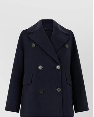 Max Mara Virgin Wool Double-Breasted Coat - Blue