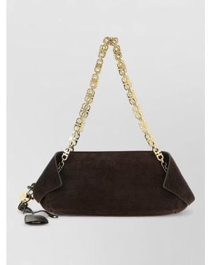 Ferragamo Small Crocodile Texture Shoulder Chain Clutch - White