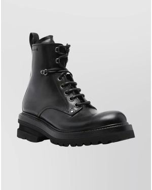 Premiata Calf Leather Military Boots - Black