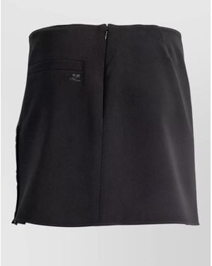 Courreges Knee Midi Skirt Nylon Silk Blend - Black