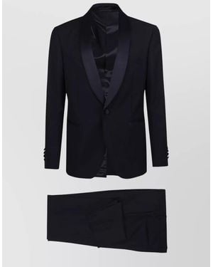 Lardini Tuxedo Suit Narrow Fit Shawl Collar - Blue