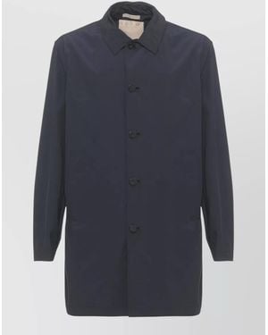 Woolrich Long Sleeve Raincoat Collar Design Pockets - Blue