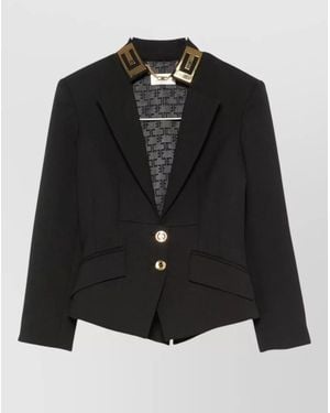 Elisabetta Franchi Tailored Jacket Slim Fit Notched Lapels - Black