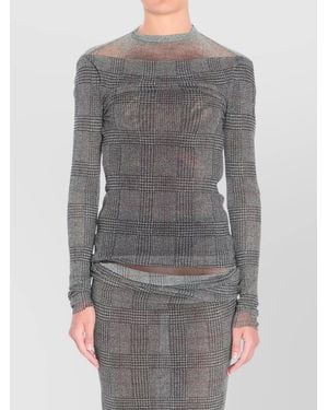 Jean Paul Gaultier Prince Of Wales Check Long-Sleeved Top - Grey