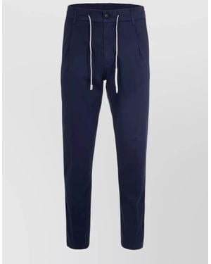 Eleventy Cotton Drawstring Straight-Leg Trousers - Blue