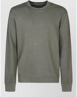 Original Vintage Linen Cotton Blend Sweatshirt Round Neck - Grey