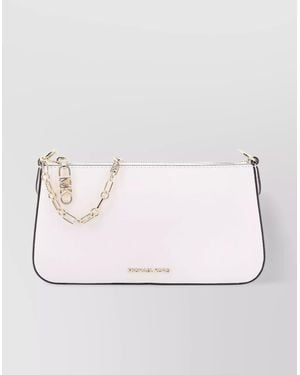 Michael Kors Leather Shoulder Bag Metal Logo - Natural