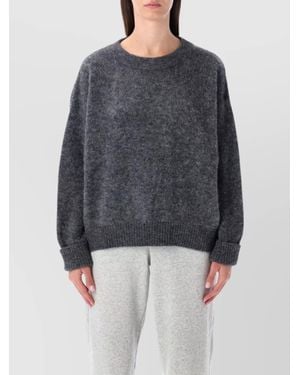 American Vintage Soft Knit Jumper With Ribbed Cuffs And Hem - Blue