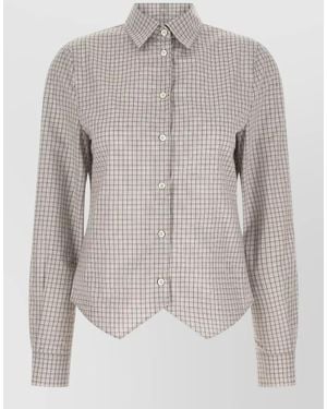 Maison Margiela Checked Tailored Shirt Collared Long Sleeves - Gray