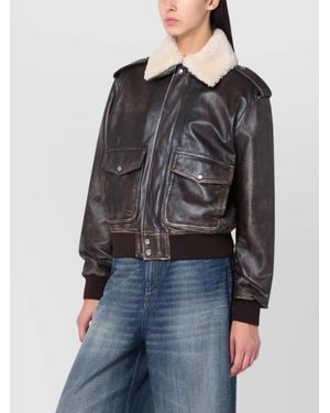 Halfboy Leather Bomber Jacket - Black