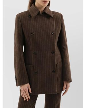 1989 STUDIO Striped Double Breasted Blazer - Brown