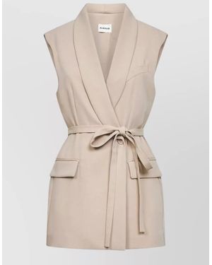P.A.R.O.S.H. Belted Sleeveless Vest Nylon Silk Blend - Natural