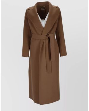 Max Mara Virgin Wool Belted Coat - Brown