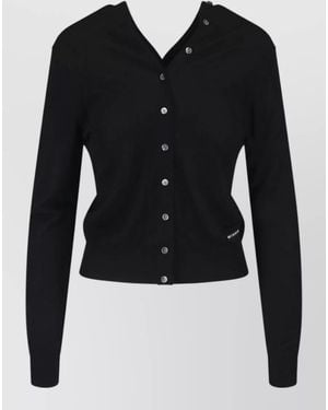 Alexander Wang V Neck Cropped Long Sleeve Top - Black