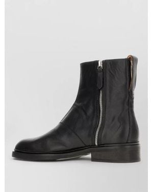 Our Legacy Leather Ankle Boots Low Block Heel - Black