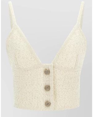 Alessandra Rich Sequin Top - Natural