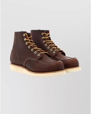 Red Wing Moc Lace Up Ankle Boots Round Toe - Brown