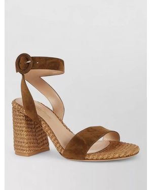 Gianvito Rossi Luana Ankle Strap Suede Woven Sandals - Brown