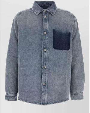 Loewe Cotton Blend Oversize Shirt Long Sleeves - Blue