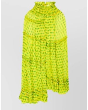 Dries Van Noten Asymmetric Cape Dress Polka Dot Layers - Yellow