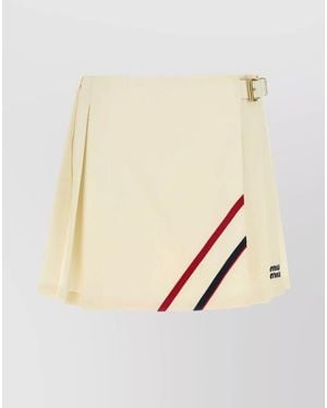 Miu Miu Mini Pleated Skirt - Natural