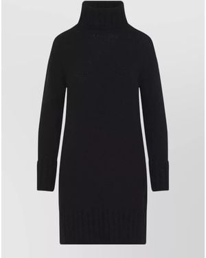 Moncler Turtleneck Knit Dress Long Sleeves - Blue