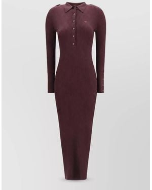 Courreges Ribbed Polo Midi Dress - Purple