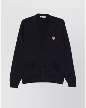 Maison Kitsuné Wool Regular-Fit Cardigan - Blue