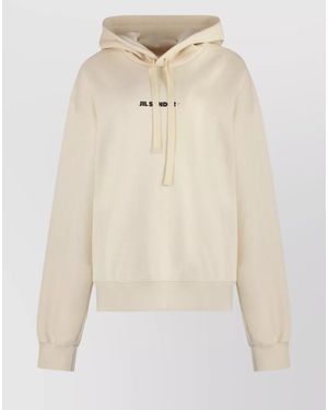 Jil Sander Cotton Logo Hoodie - Natural