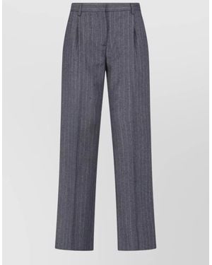 Lardini Tailored Pinstripe Pants Pleated Front Pockets - Blue