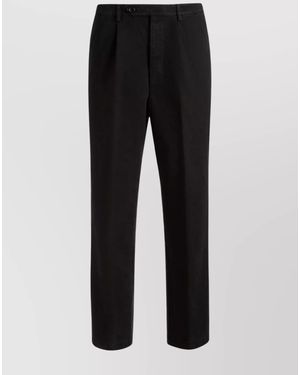 Bally Cotton Mid-Rise Pleated Tapered Trousers - Black