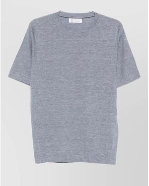 Brunello Cucinelli Linen Blend Fine-Knit Short-Sleeve T-Shirt - Grey