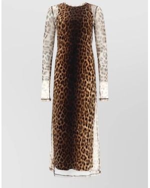 Sportmax Tulle Panel Midi Dress - Natural