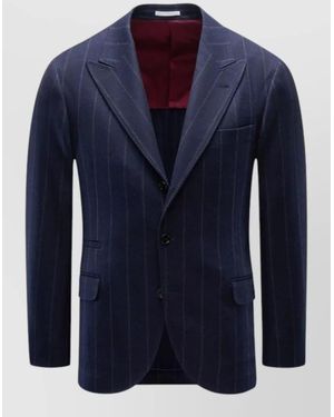 Brunello Cucinelli Wool Silk Cashmere Blazer - Blue