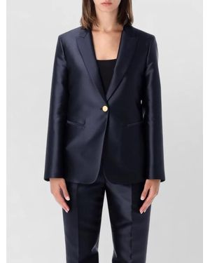 Alberta Ferretti Mikado Tailored Jacket Long Sleeves Buttons - Blue