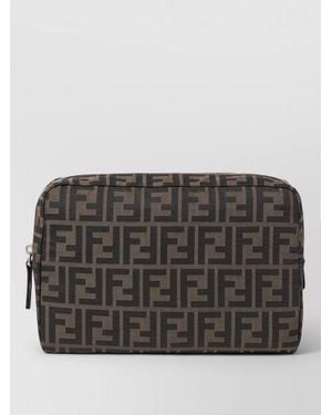 Fendi Logo-Print Beauty Case - Grey