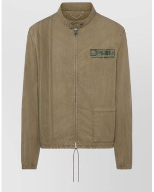 Maison Margiela Printed Stand Collar Sports Jacket - Green