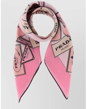Prada Printed Twill Scarf Square Lightweight Design - Pink
