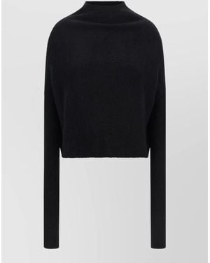 Rick Owens Crater Cropped Jumper Long Sleeves Ribbed - Black