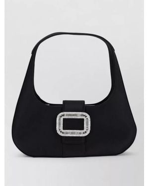Roger Vivier Shoulder Bag Hand Embellished Buckle Top Handle - Black